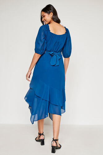 Teal Abstract Flounce Dress, Teal, image 3