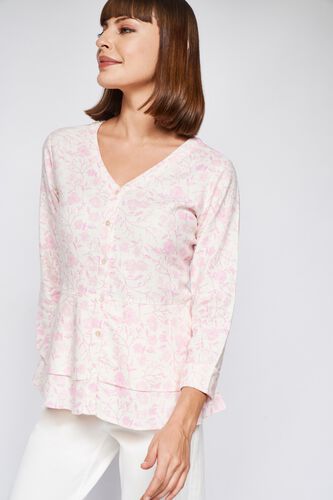 White Abstract Straight Top, White, image 4