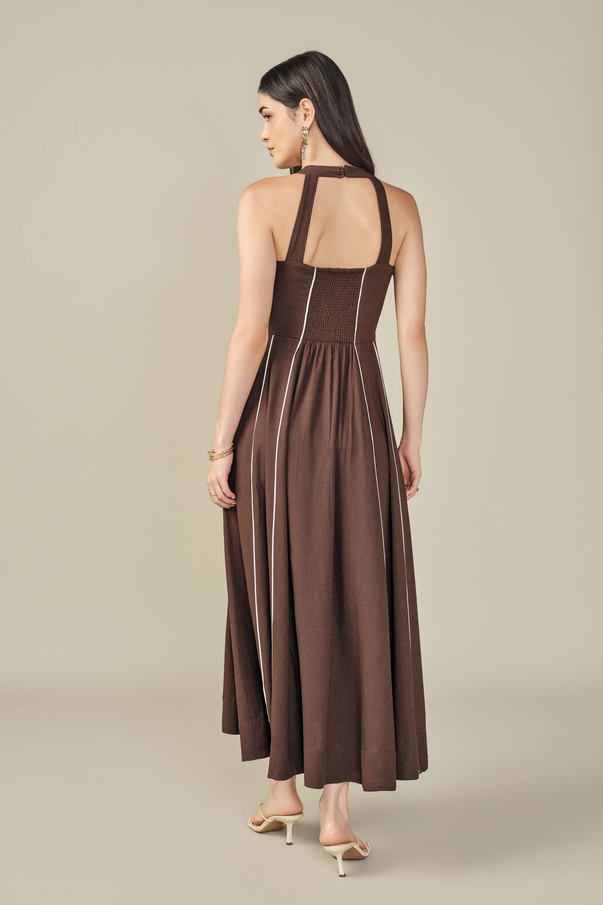 Solid Dress in Brown, Brown, image 6