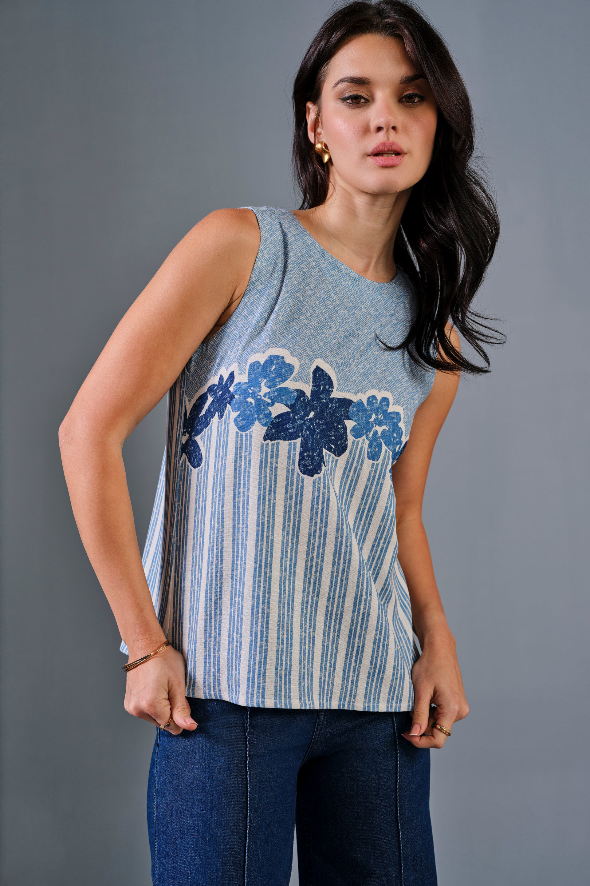 Blueming Viscose Blend Top, Blue, image 3