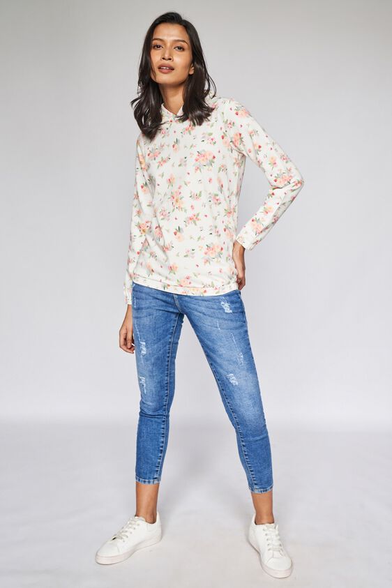 2 - White Floral Sweater Top, image 2