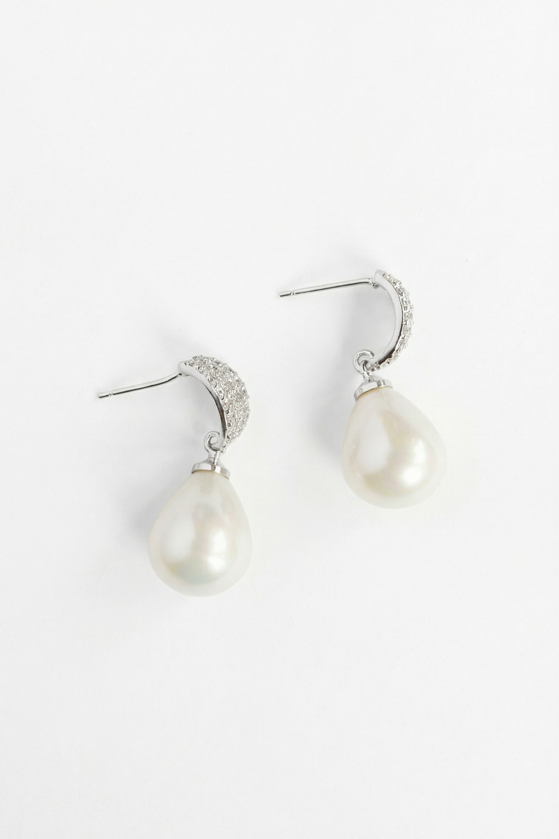 Classic Silver Pearl Earrings, , image 1