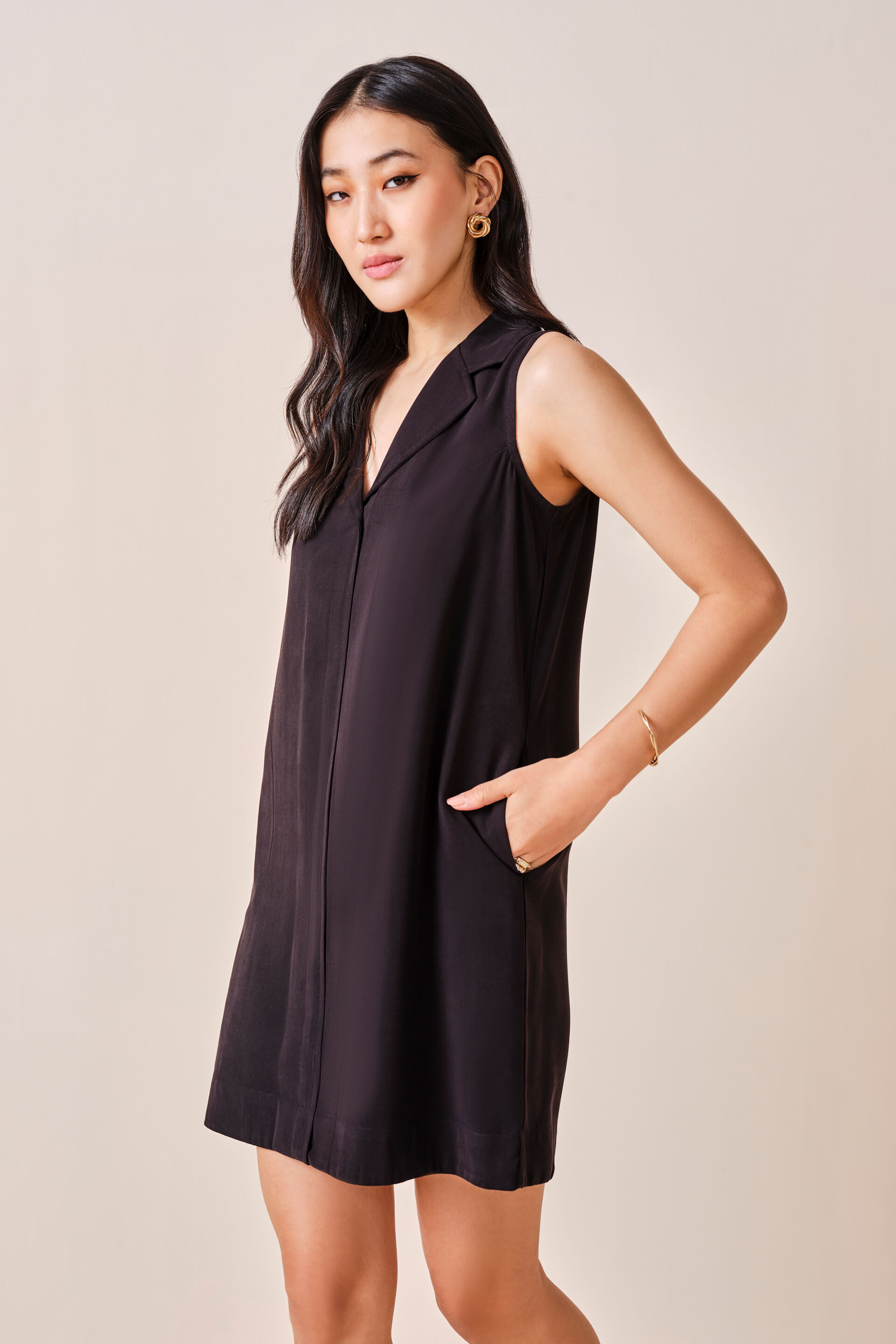 Bethida Solid Dress, Black, image 3