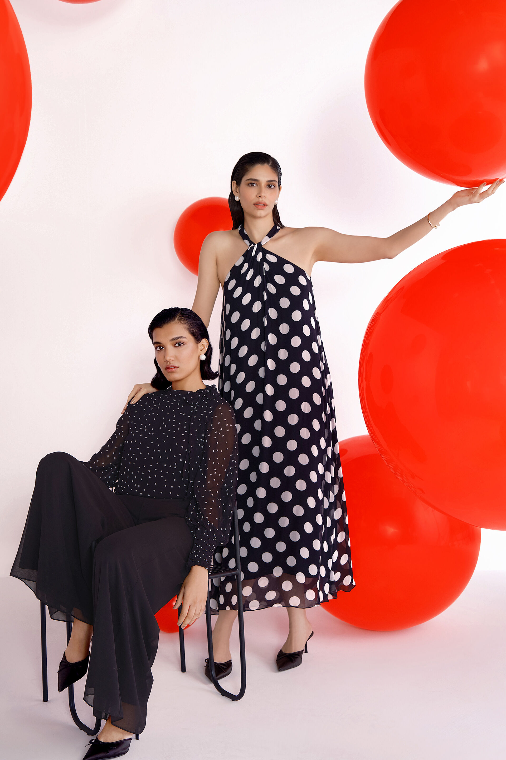 Polka Party Dress, Black, image 7