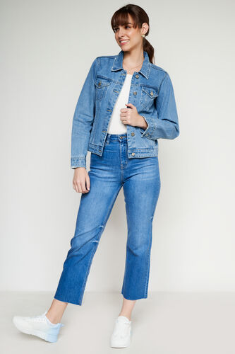 Medium Blue Solid Straight Jacket, Blue, image 2