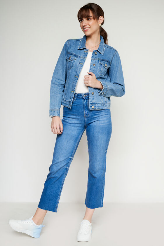 Medium Blue Solid Straight Jacket, Blue, image 2