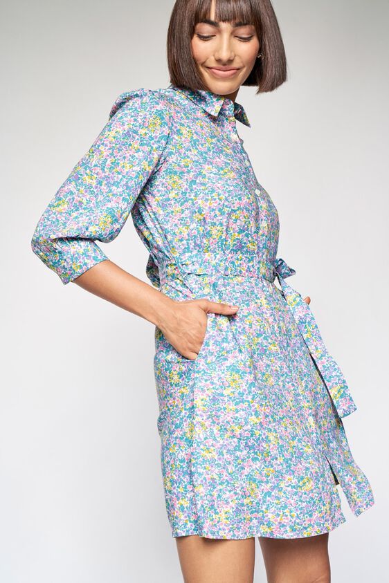 1 - Multi Color Floral A-Line Dress, image 1
