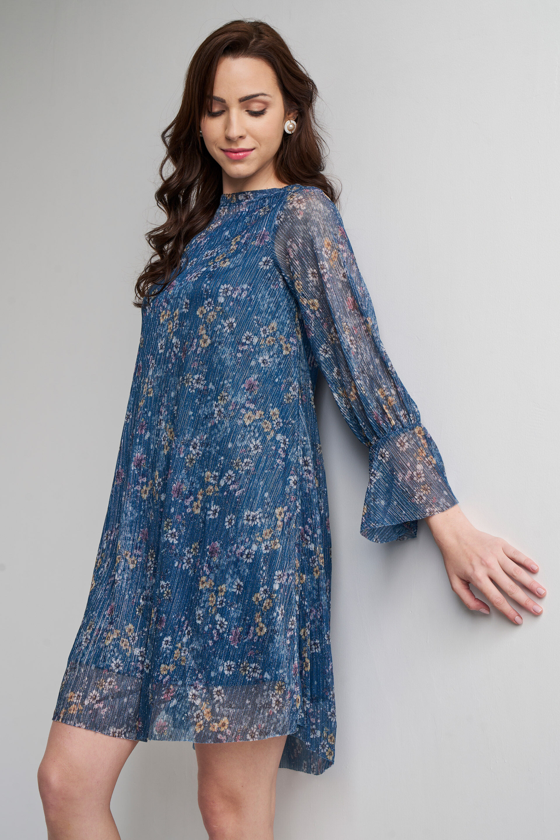 Multi Color Floral Round Neck Dress, Multi Color, image 4