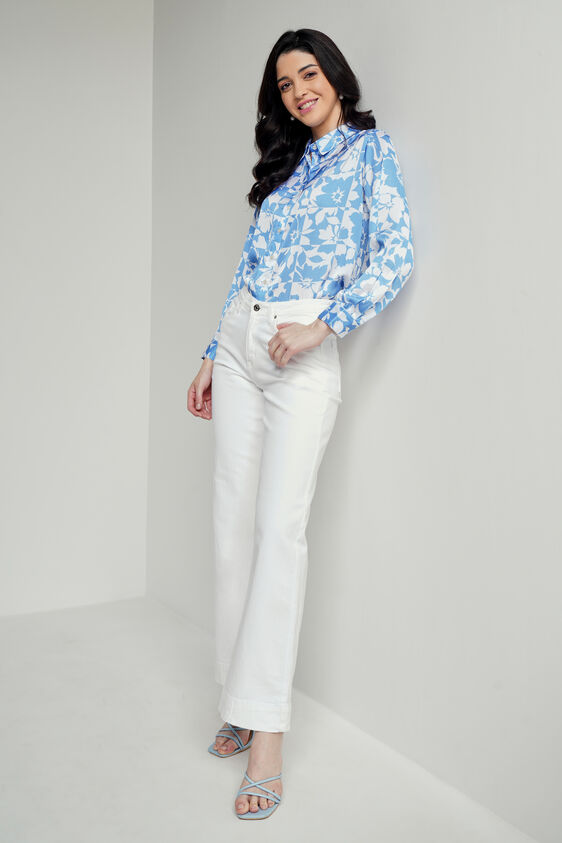 Blue And White Floral Straight Top, Blue, image 2