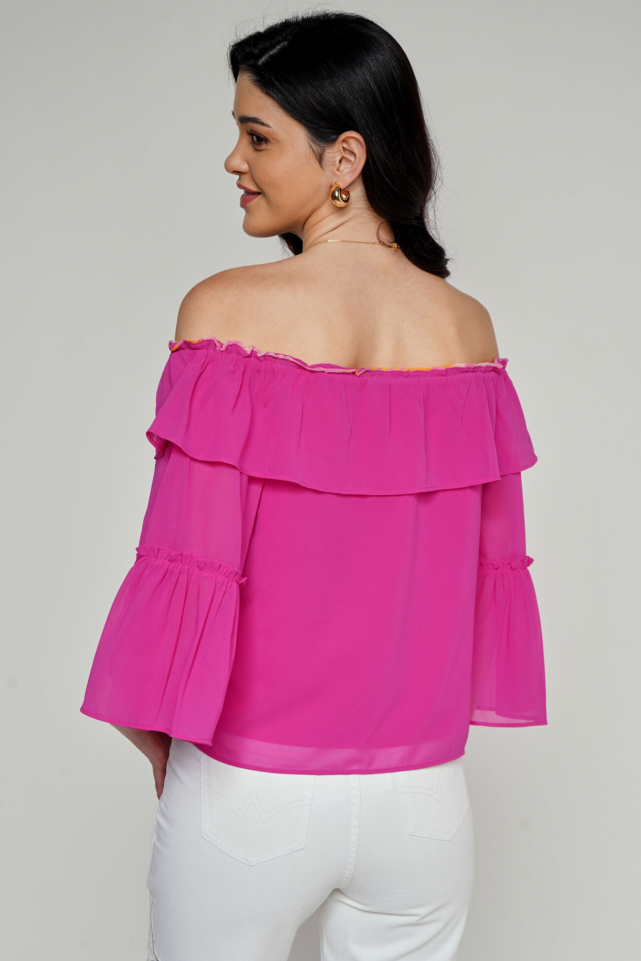 Hot Pink Solid Straight Top, Hot Pink, image 4