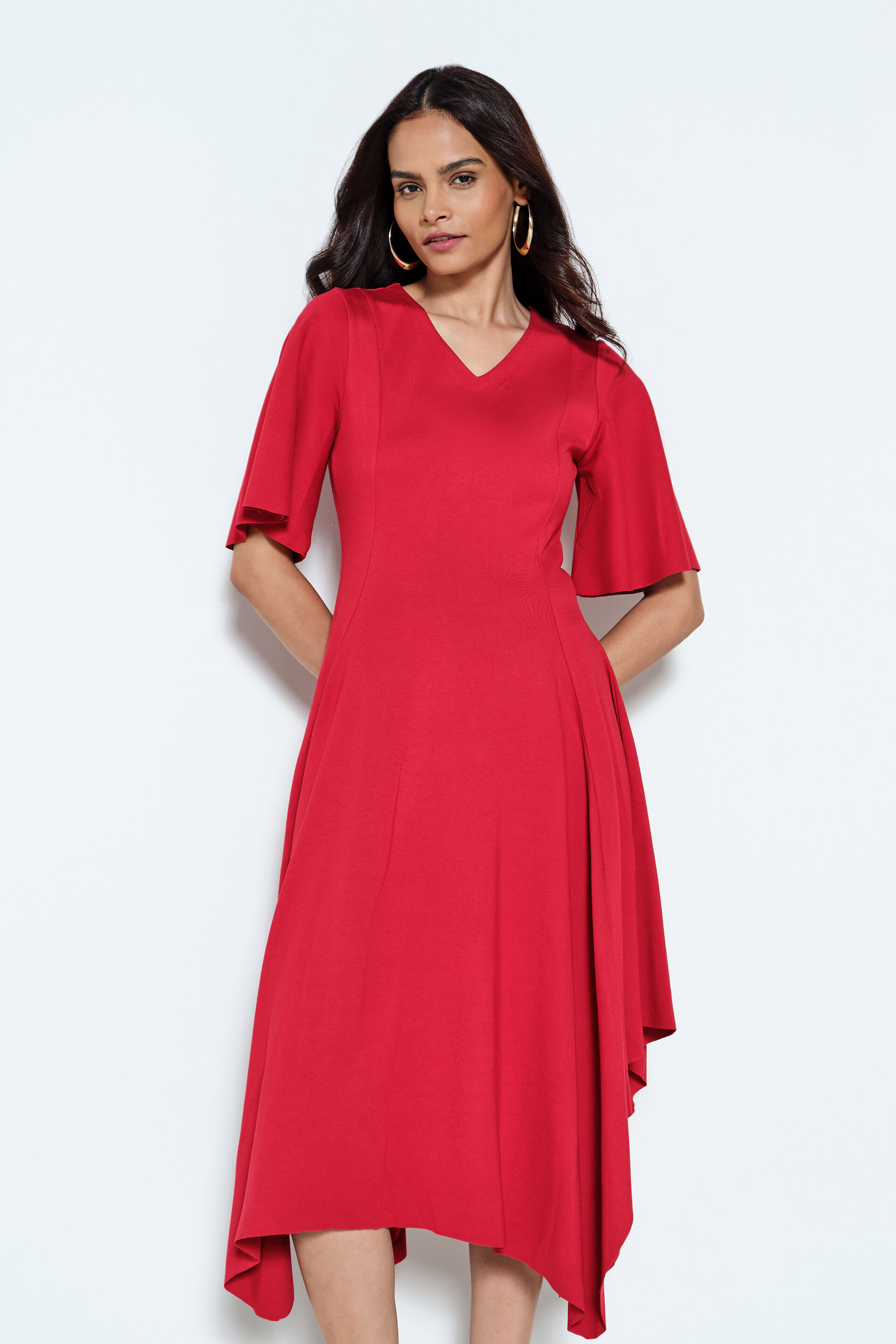 Celine Solid Red Dress, Red, image 3