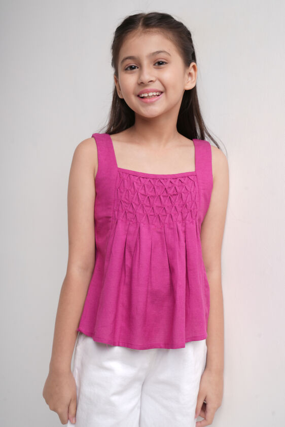 Magenta Sleeveless Flared Top, Magenta, image 2