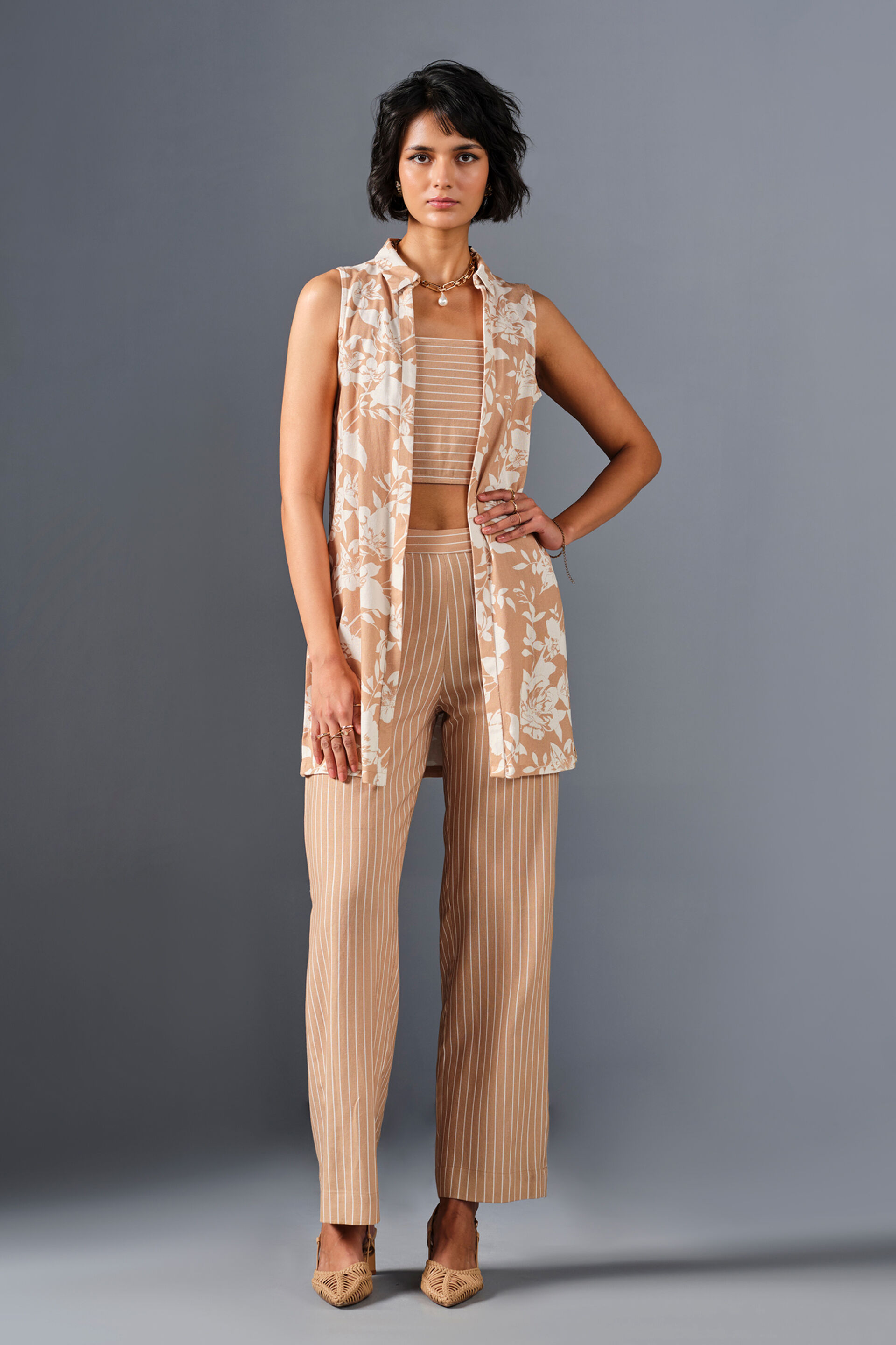 Sepia Garden Viscose Blend Set, Beige, image 1