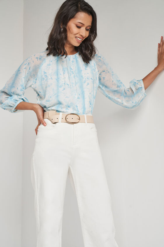 Sky Blue Regular Length Curved A-Line Top, Sky Blue, image 1