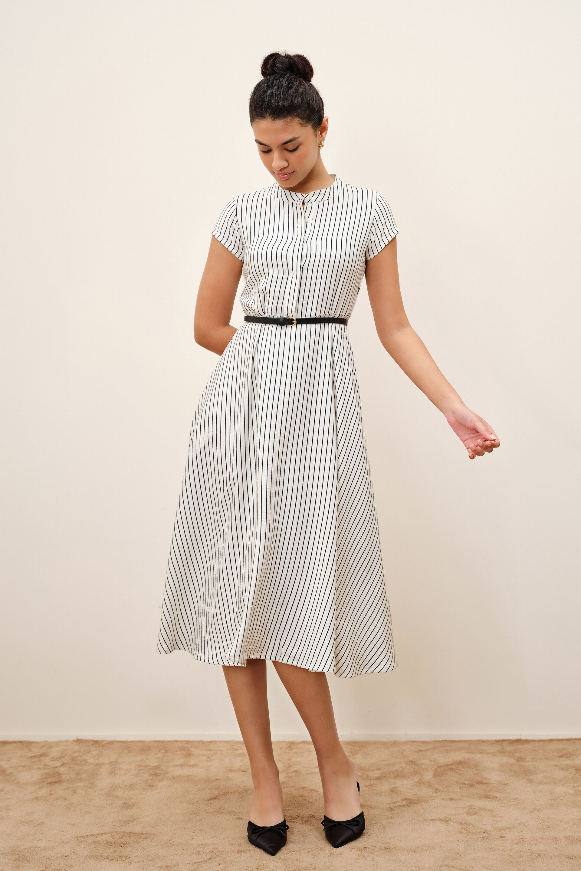 Janet Striped White Dress, White, image 2