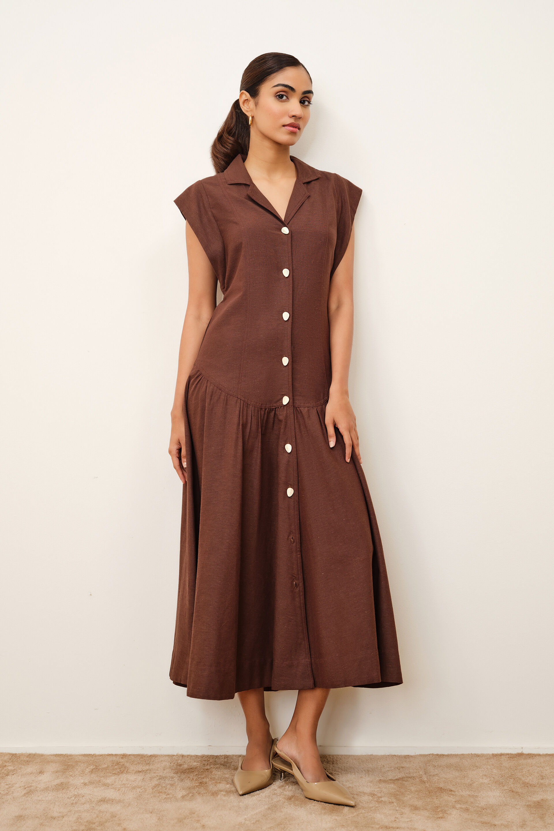 Arlette Brown Dress, Brown, image 1