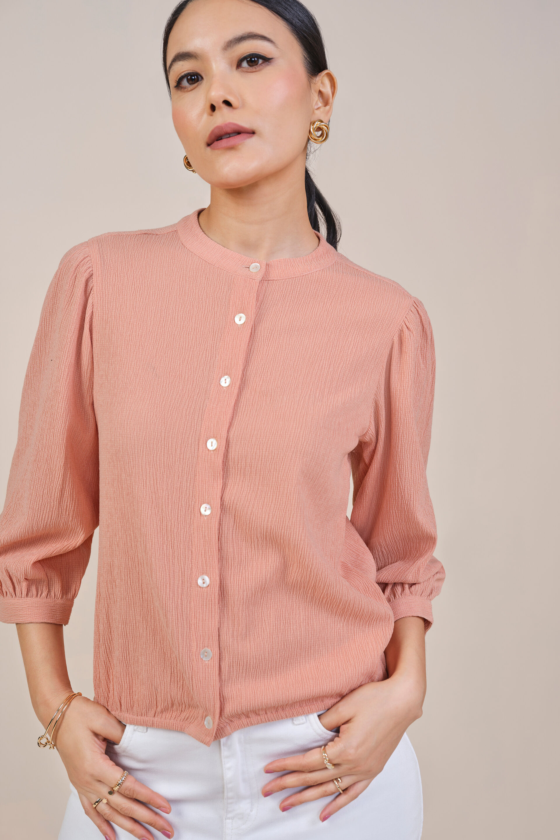 Peach Casual Shirt, Peach, image 3