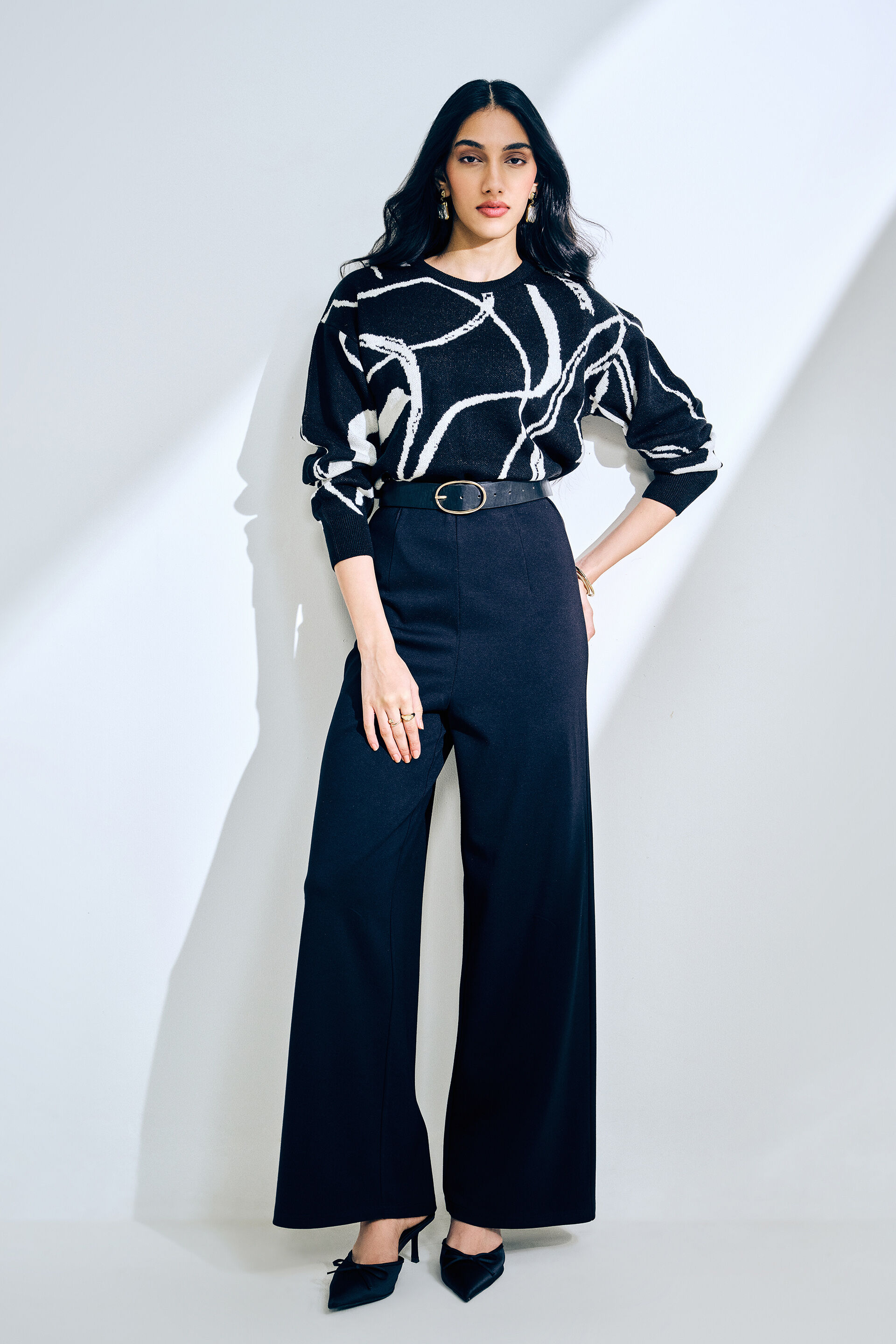 Black Swirl Sweater, Black, image 1