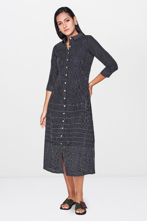 5 - Black Stripes Fit and Flare Midi Dress, image 5