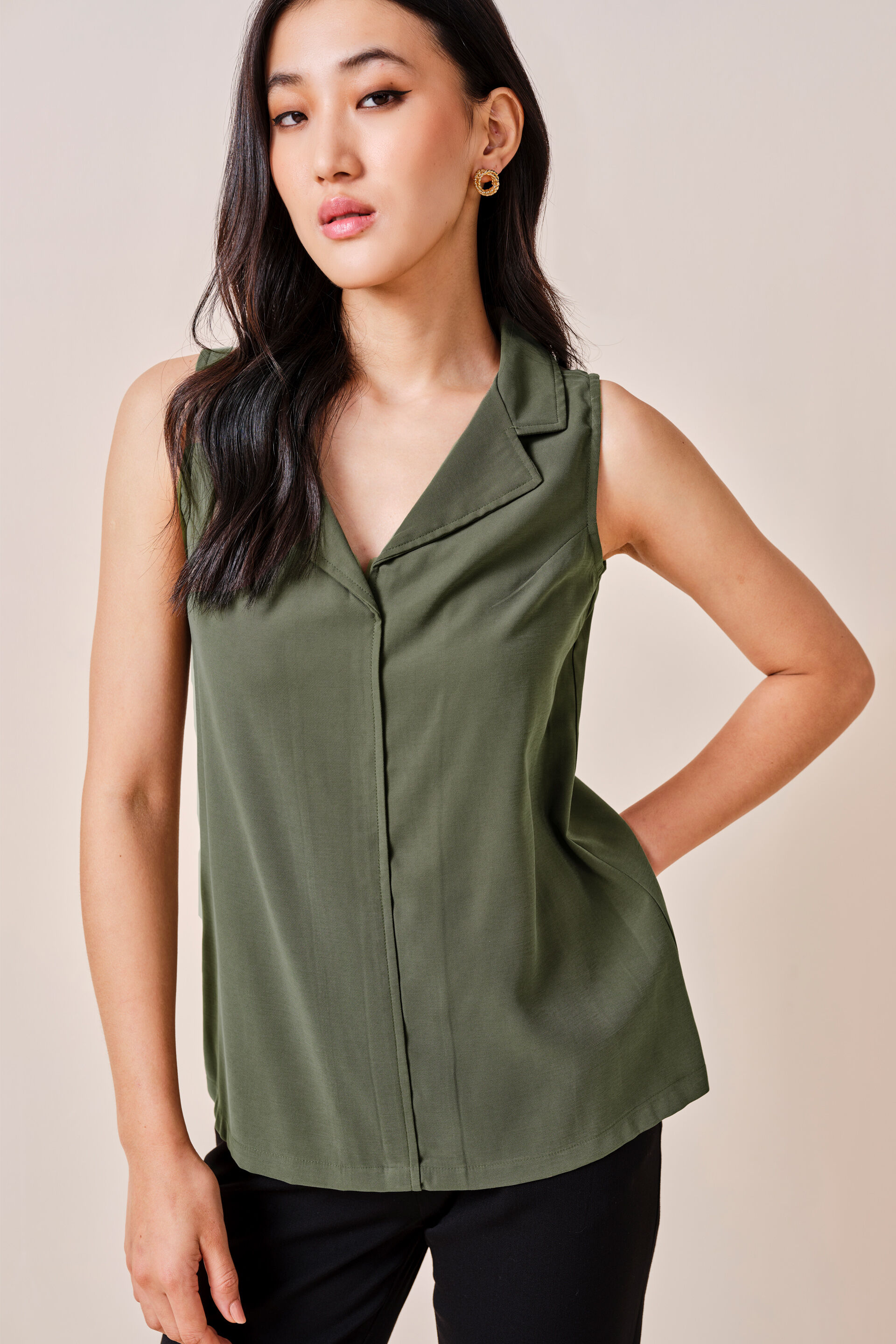 Odelia Solid Top, Olive, image 4