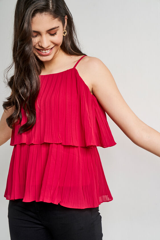 Red Solid Flared Top, Red, image 4