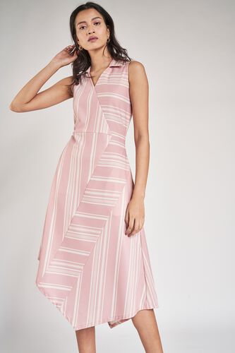 4 - Blush Striped Printed Fit & Flare Dress, image 4