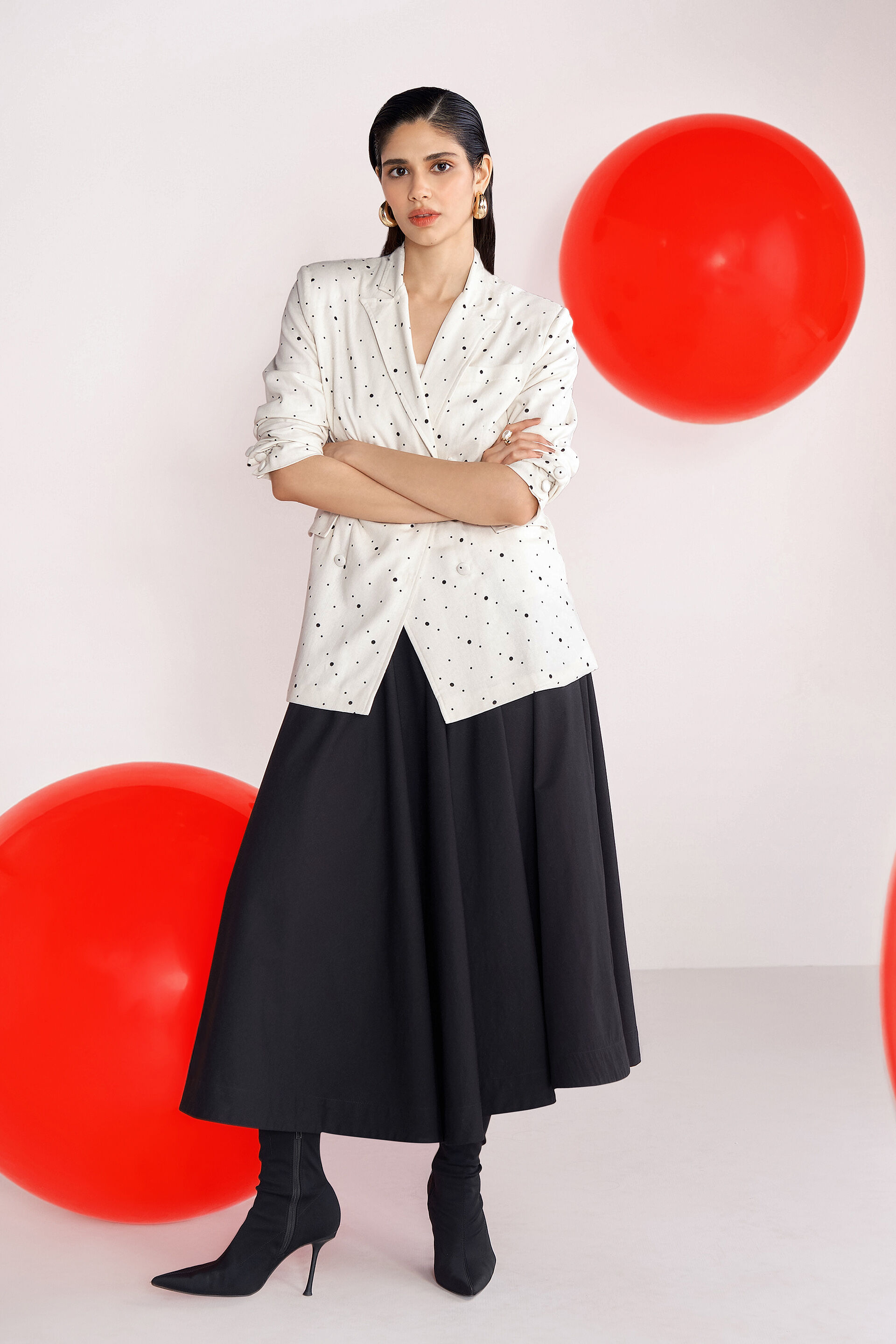 Suit Up Polka Blazer, White, image 1