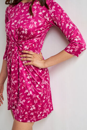 Wine Floral Straight Dress, Wine, image 5