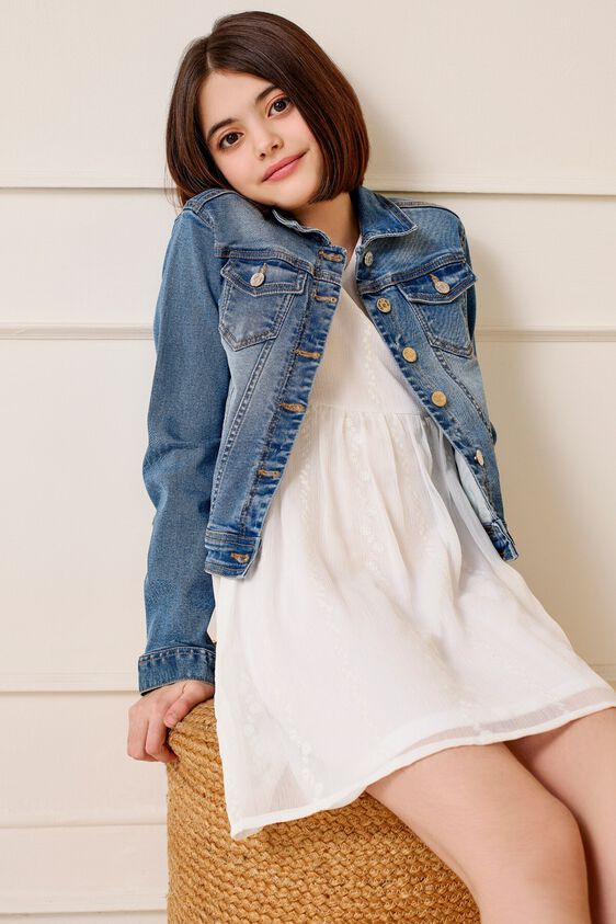 1 - White Self Design Fit And Flare Dress, image 1