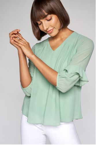 1 - Sage Green Solid A-Line Top, image 1