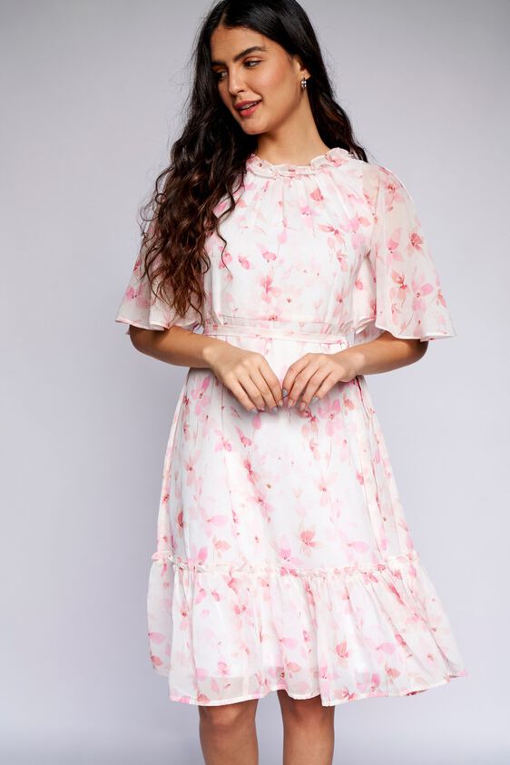 3 - White Floral Fit & Flare Dress, image 3