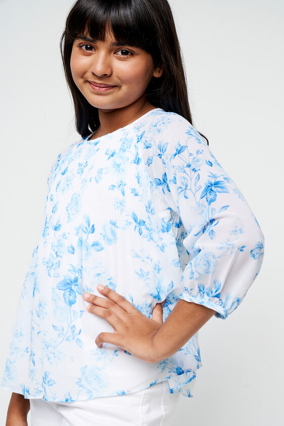 White Floral Flared Top, White, image 4