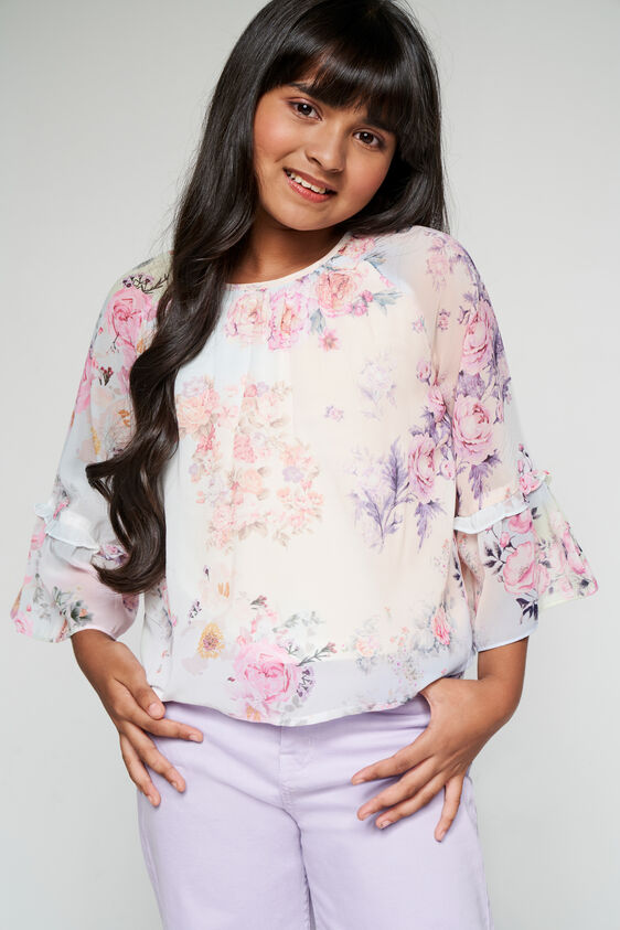 Multi Floral Straight Top, Multi Color, image 1