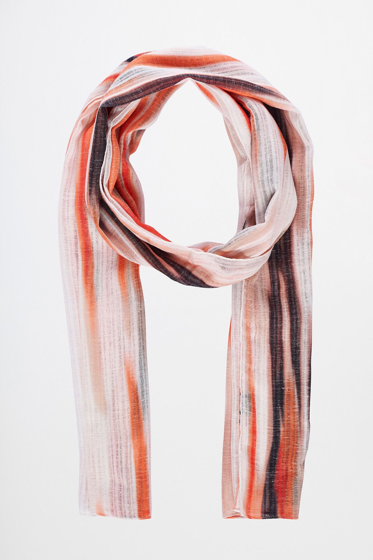 Orange Screen Print Casual Scarf, , image 1