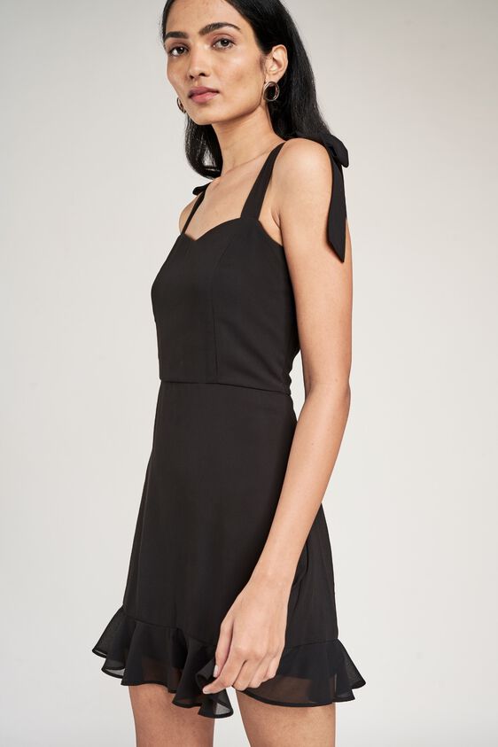 4 - Black Solid Fit And Flare Dress, image 4