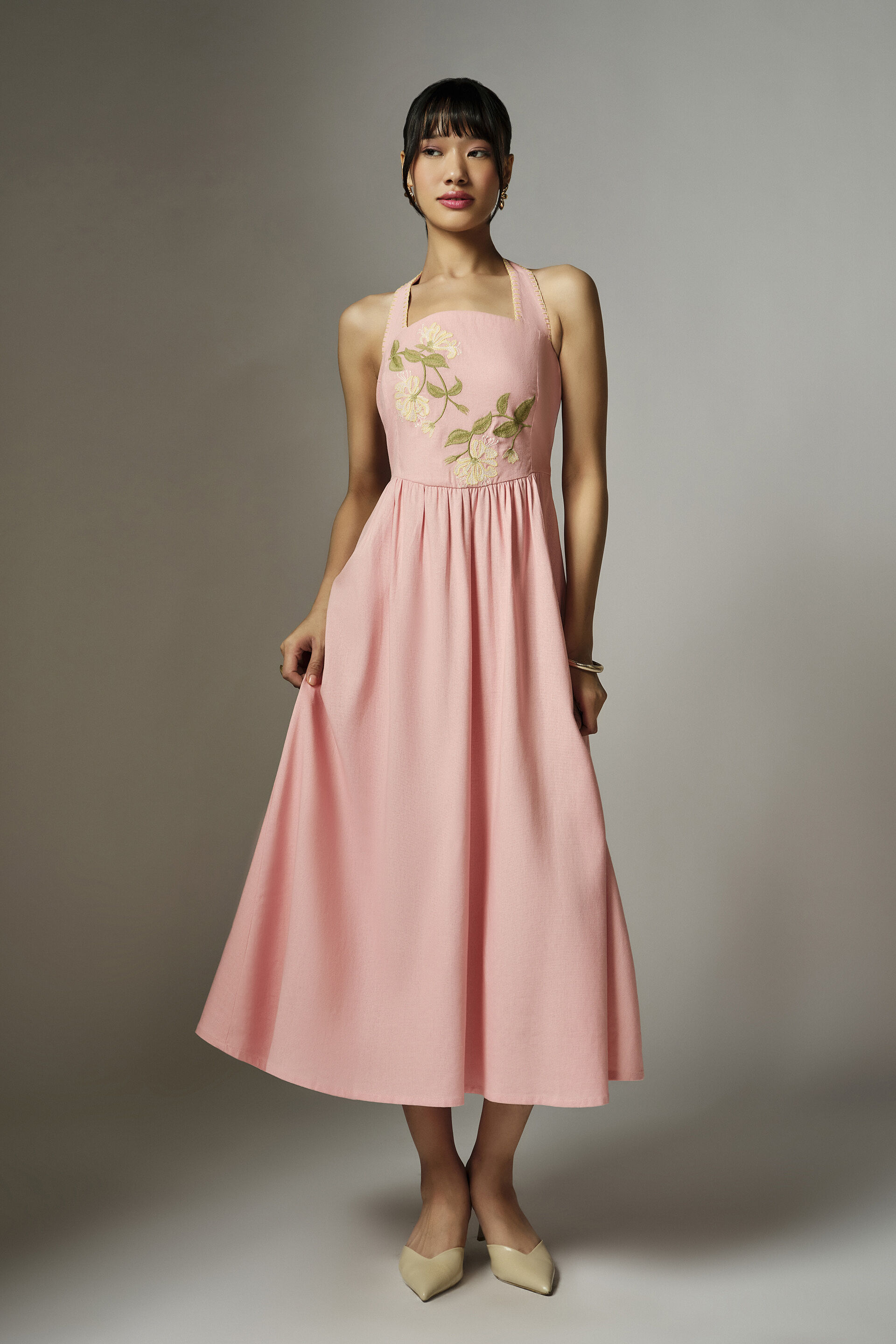 open lace back dress Faviana Open-Back Long Prom Gown in Light Pink Light Pink / 4 main image 0