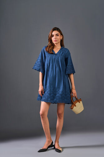 Breezy Fling Cotton Dress, Navy Blue, image 1