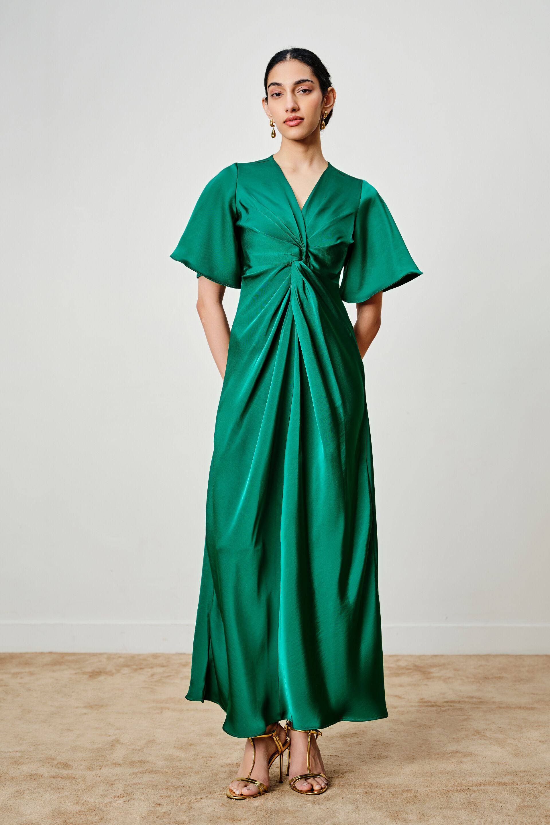 Sorrel Emerald Pleated Maxi Dress