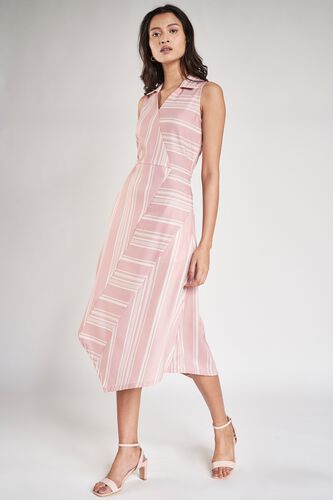3 - Blush Striped Printed Fit & Flare Dress, image 3