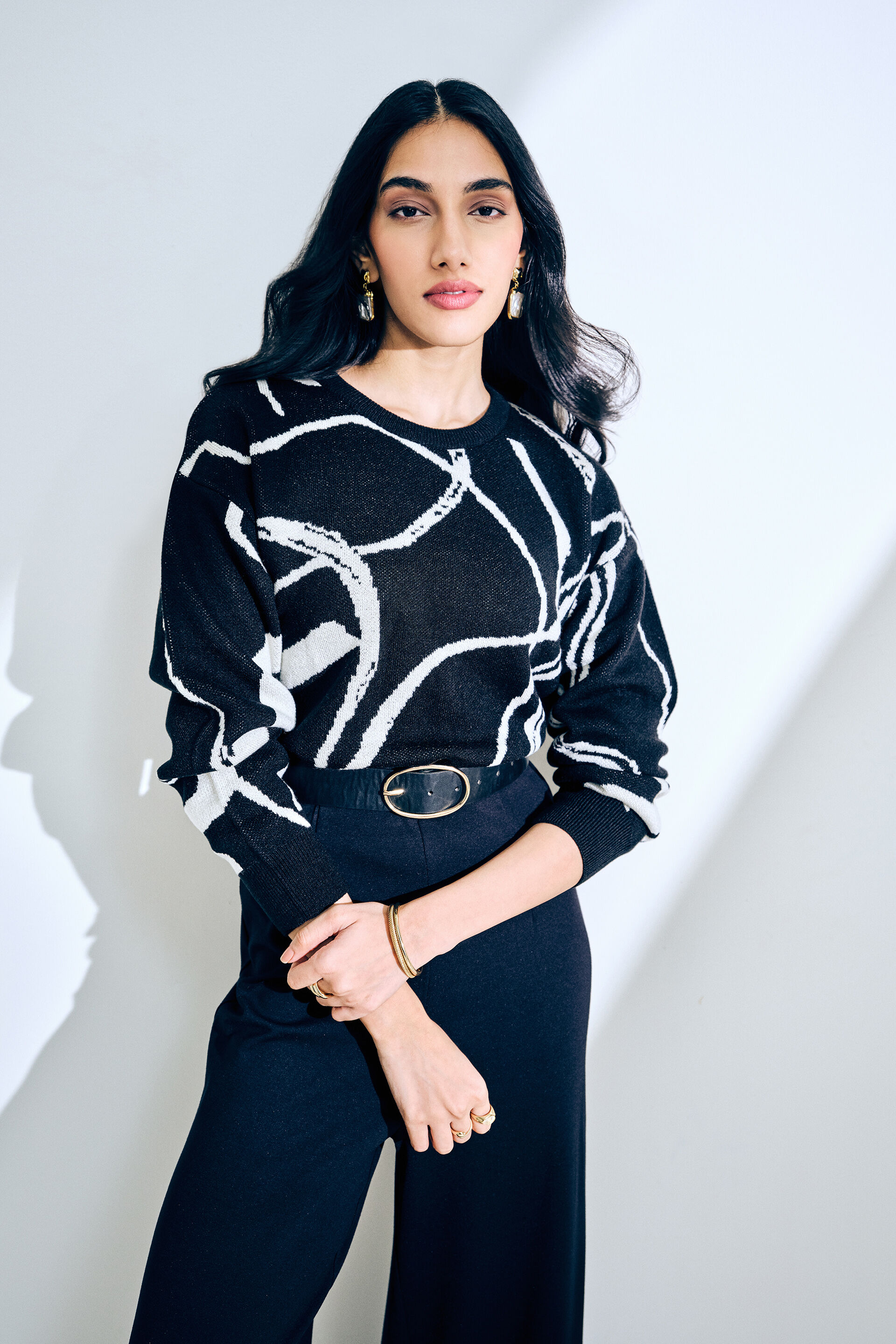 Black Swirl Sweater, Black, image 4