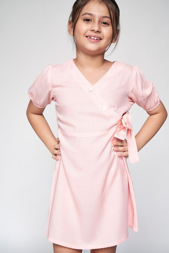 3 - Pink Solid Fit and Flare Dress, image 3