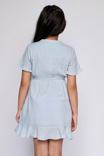 5 - Blue Self Design Flounce Dress, image 5