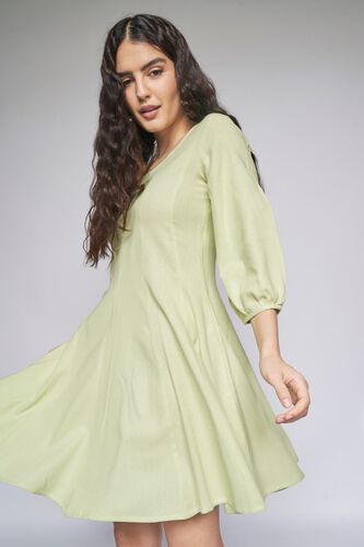 4 - Lime Solid Straight Dress, image 4