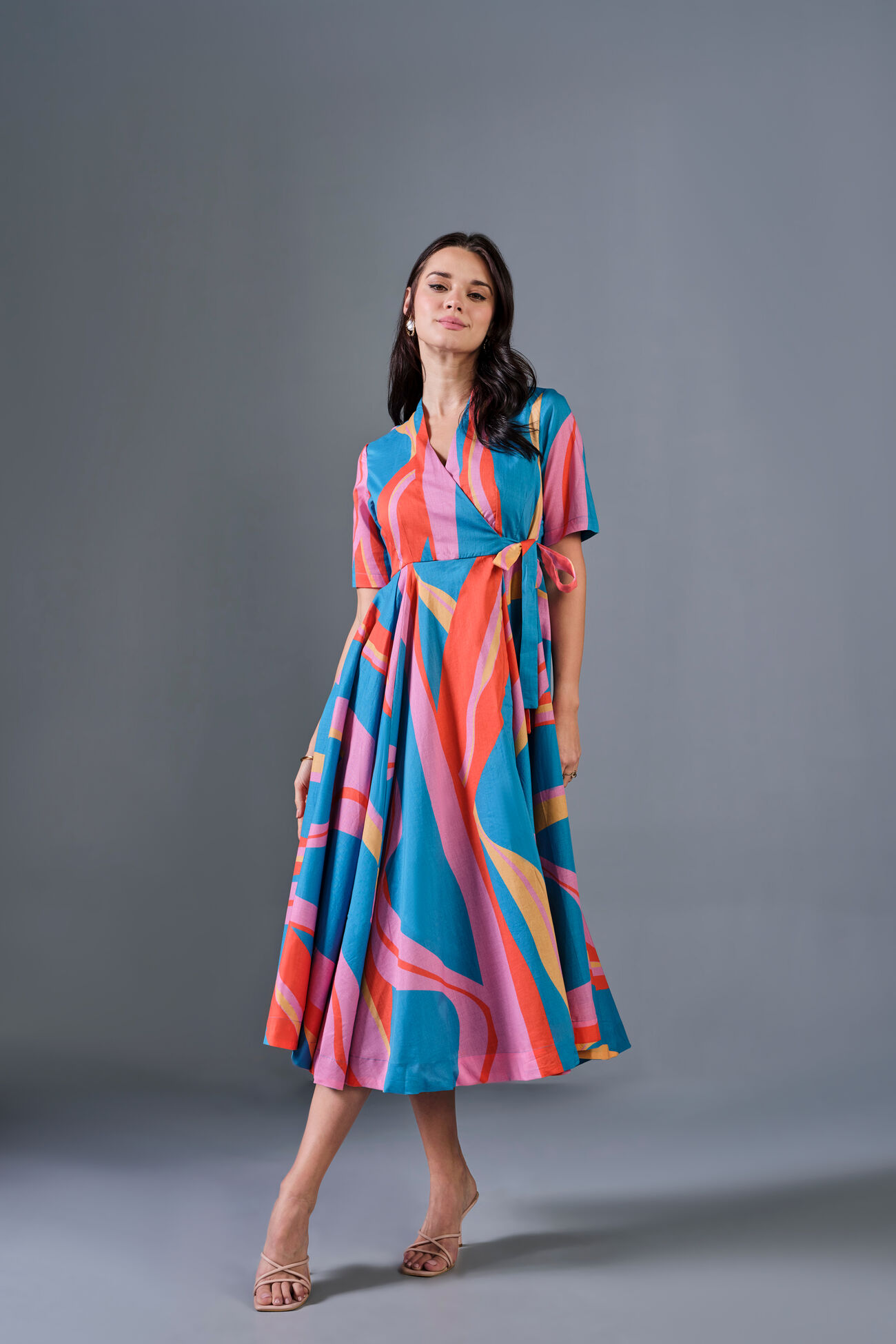 Abstract Swirls Cotton Dress, Multi Color, image 2