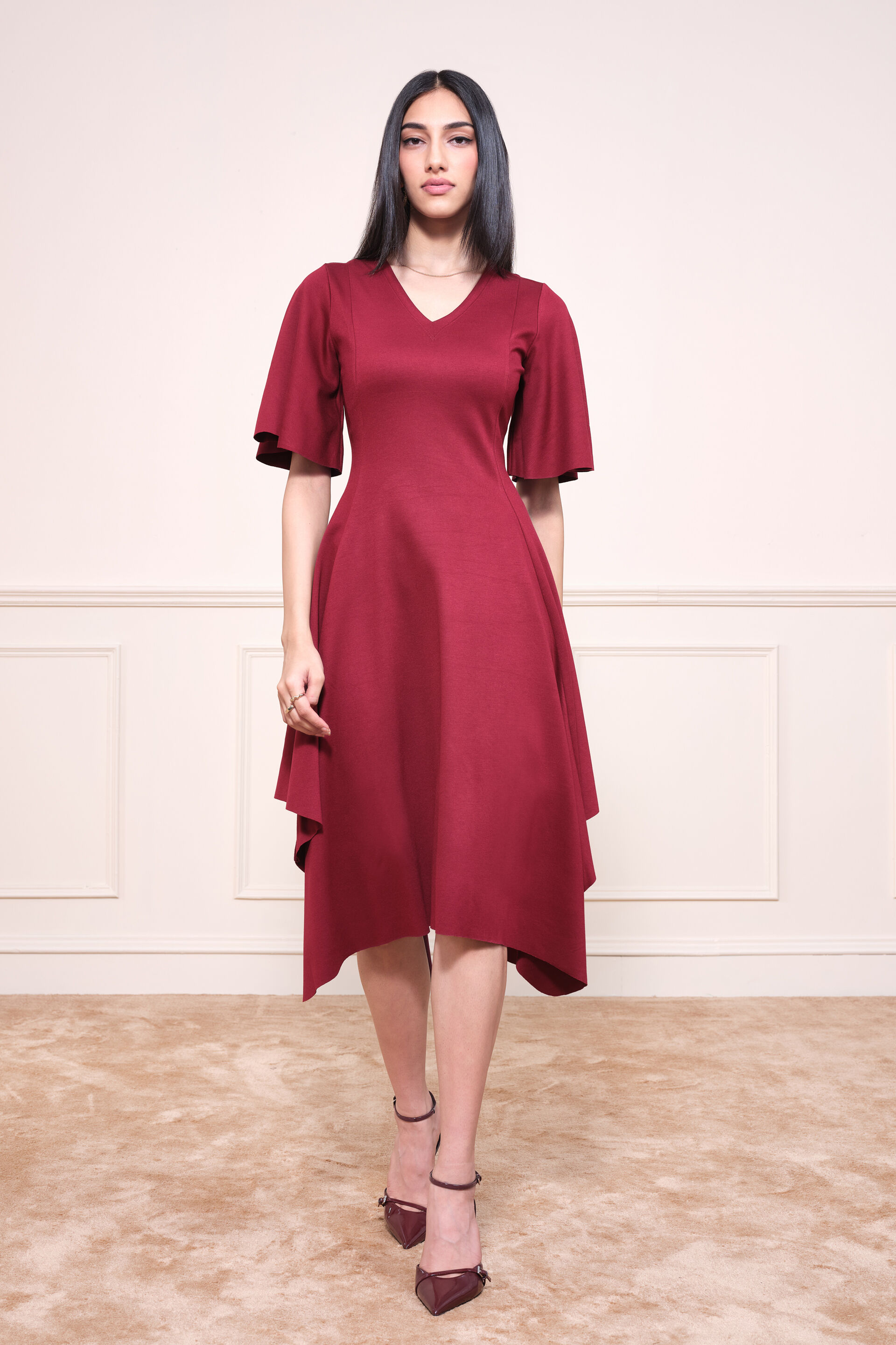 Orson Berry Dress, Maroon, image 1