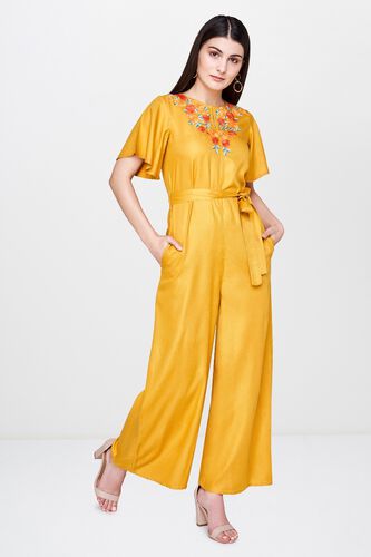 4 - Mustard Embroidered Jumpsuit, image 4