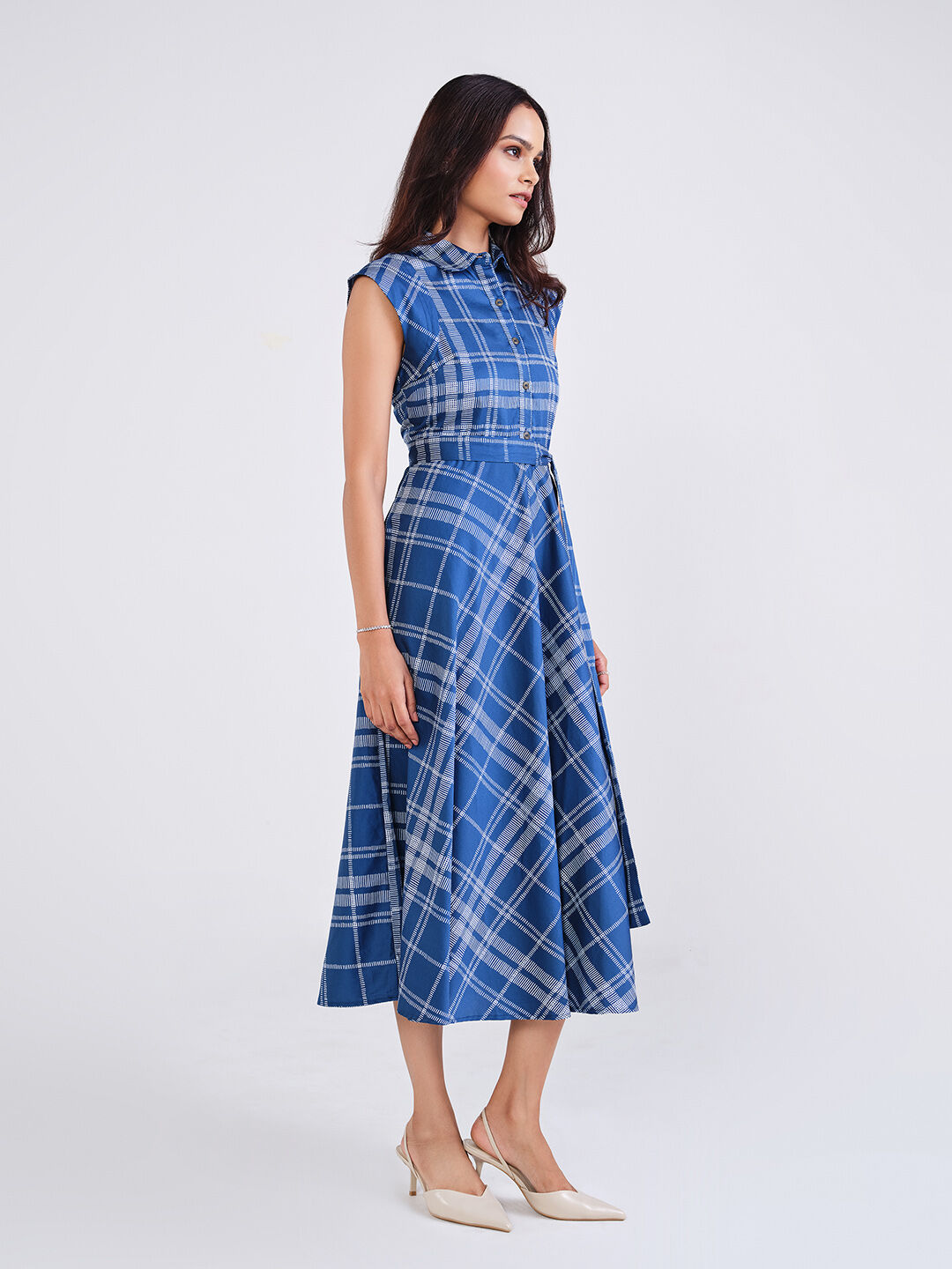 Blue Checkered Dress, Blue, image 4
