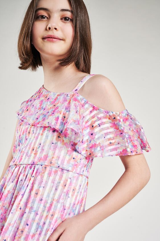 1 - Multi Color Floral Printed Fit And Flare Dress, image 1