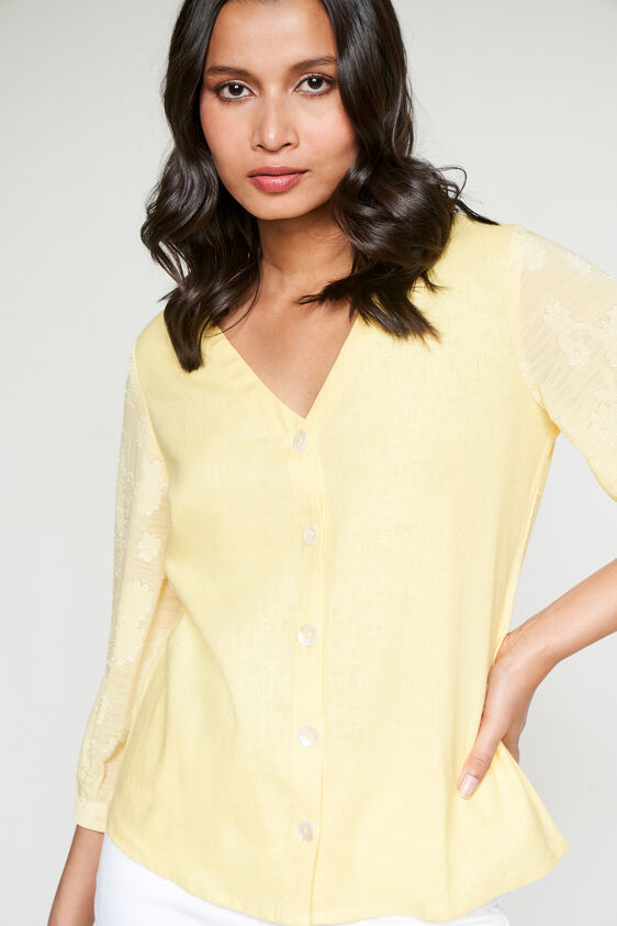 Yellow Linen Top, Yellow, image 3