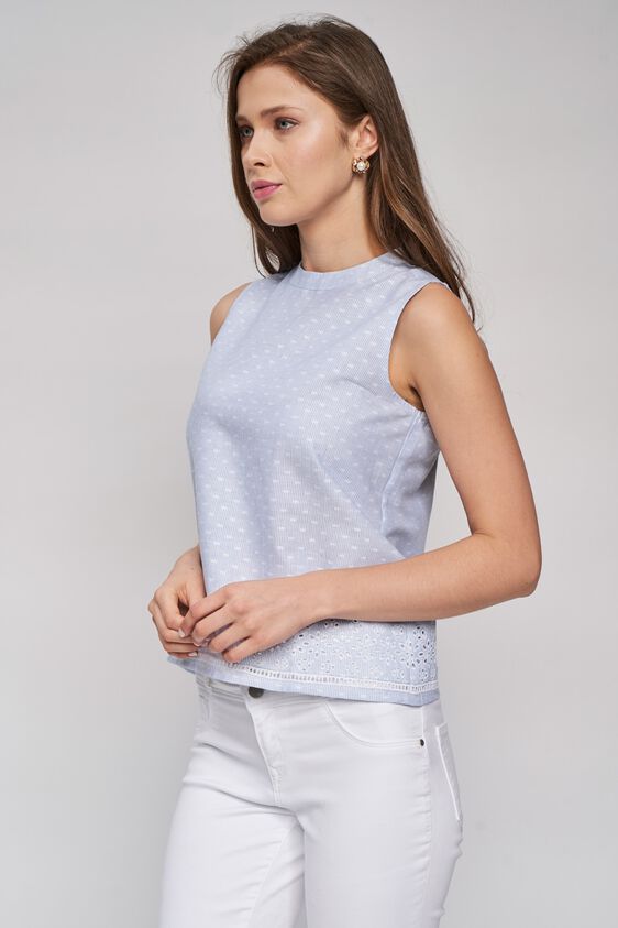 1 - Blue Polka Dots Embroidered Top, image 1